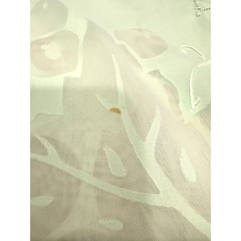 Vintage Embroidered Tablecloth Grapes Floral Mint Green‎ 84 x 70